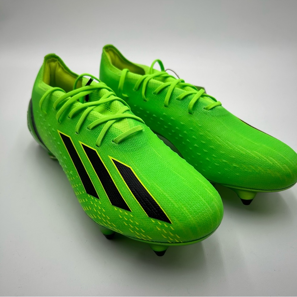 adidas Men’s SG Soccer Cleats Bright Green with Black Stripes
